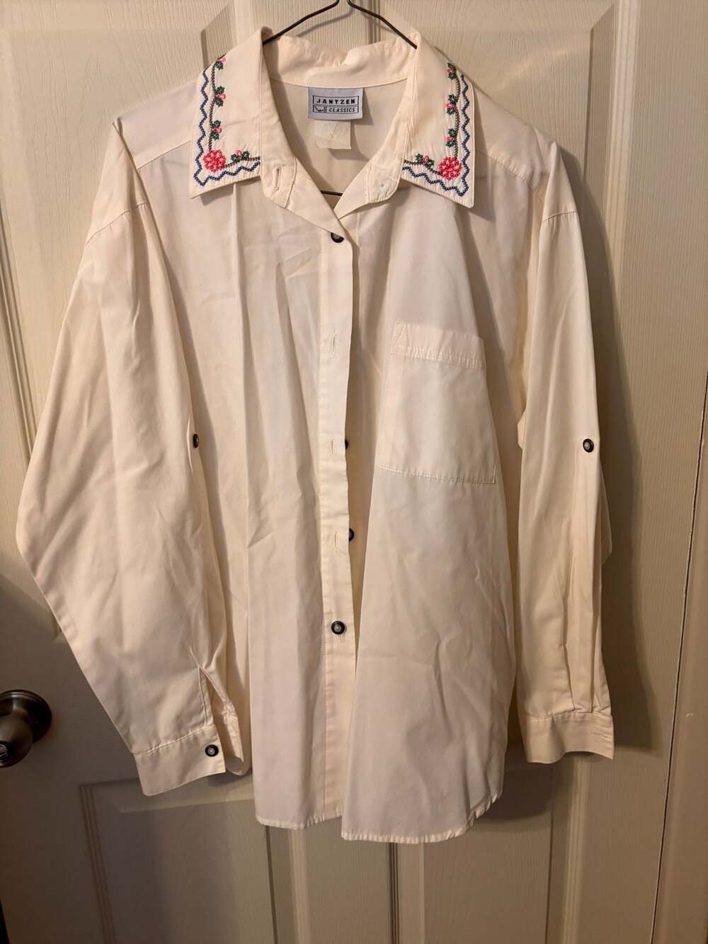 Jantzen Classics Vintage Floral Embroidered Button-Down Shirt